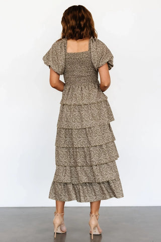 Bromley Tiered Dress | Olive Print
