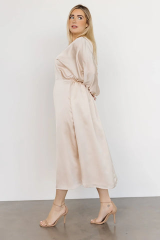 Balta Satin Midi Dress | Champagne
