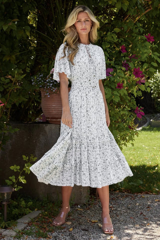 Spell Boho Midi Dress | White + Sage