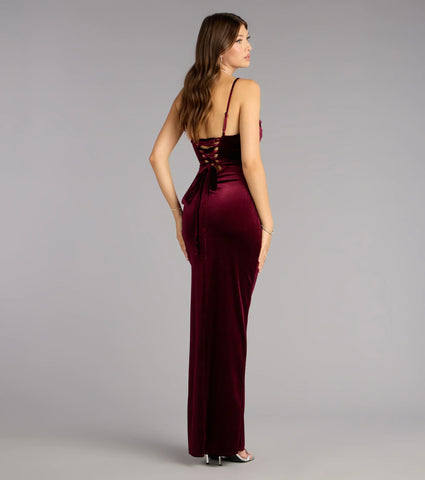 Sloane Velvet Lace-Up Column Dress