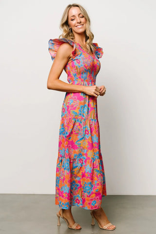 Ranchero Smocked Maxi Dress | Pink Multi