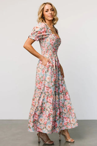 Tiana Maxi Dress | Vintage Blue + Pink Floral