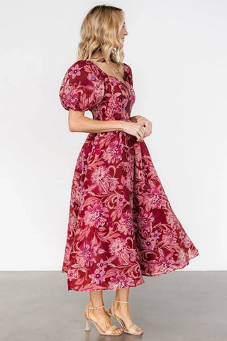 Samara Midi Dress | Rust + Pink