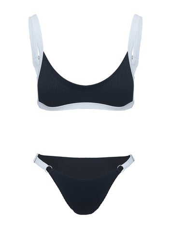 Knotti Ribbed Bikini Top Black