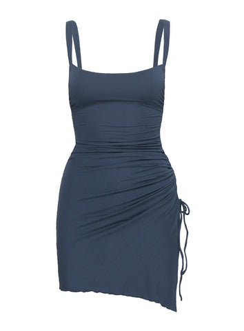 Melda Square Neck Mini Dress Navy Petite