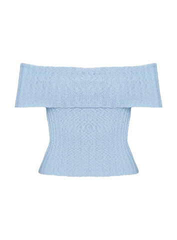 Murmur Off Shoulder Top Blue