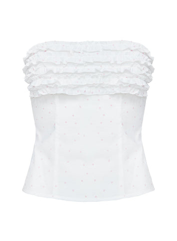 Swingset Love Strapless Top White / Pink Dot