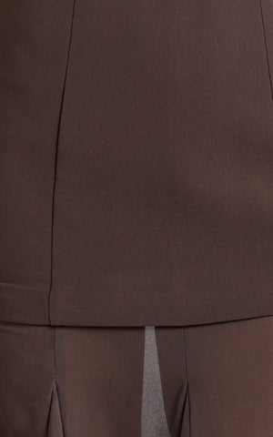 Frances Maxi Dress - Contrast U Neck Godet A Line Dress in Chocolate